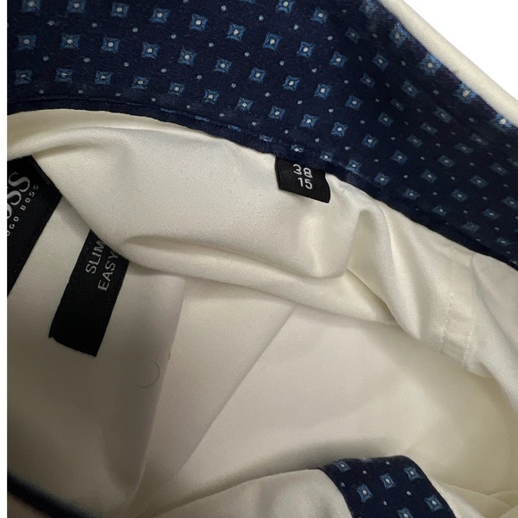 Hugo Boss White Dress Shirt with Navy Contrast - Picture 3 of 10